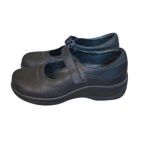 Dansko Black Leather Mary Jane Clogs Women's Size 39 US 8.5 Hook & Loop Workwear - Picture 3 of 8